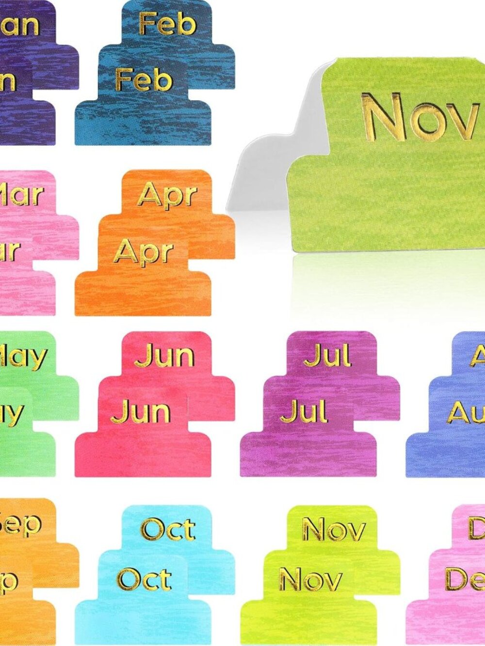 24 Pcs Monthly Tabs for Planners, Colorful Adhesive Planner Stickers